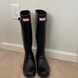 Matte black hunter boots